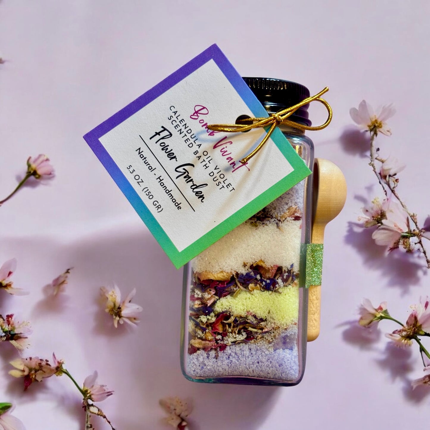 Handmade, natural floral bath dust