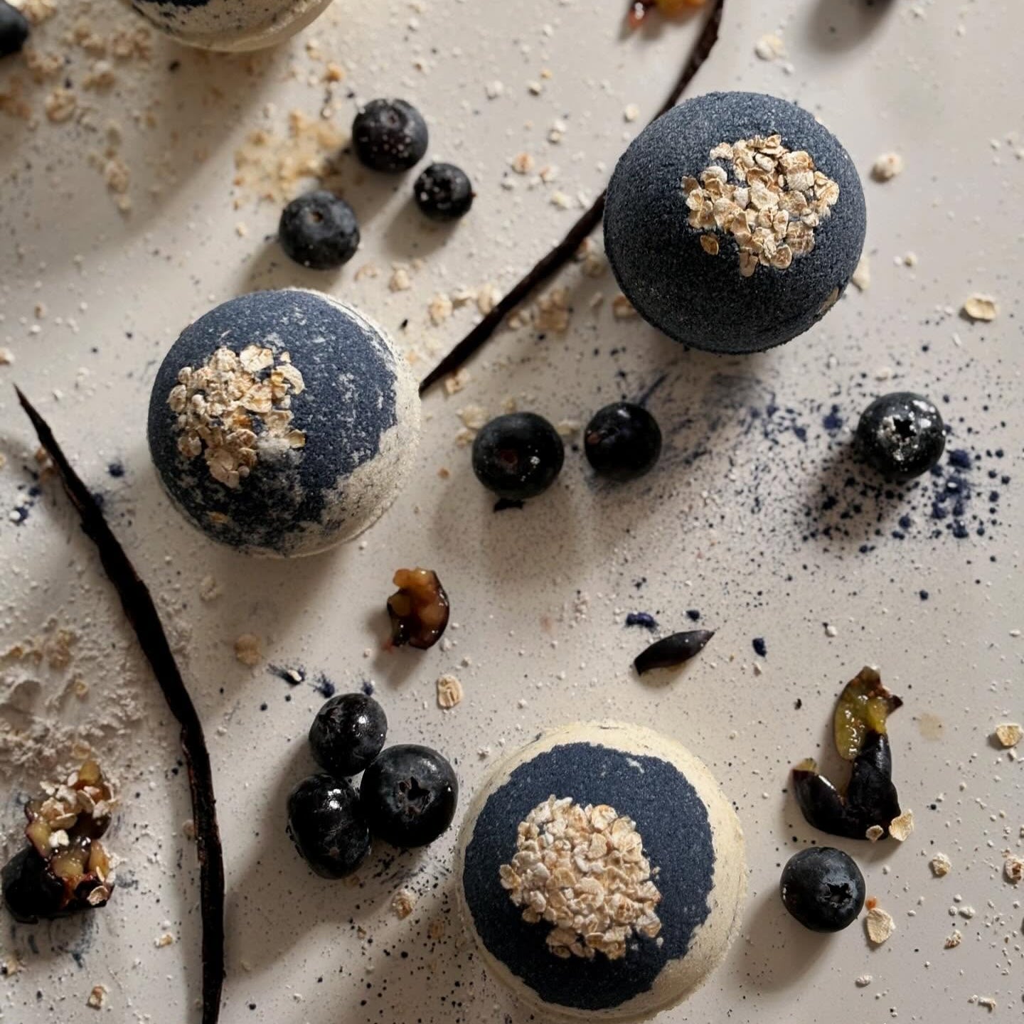 handmade natural blueberry vanilla bath bomb