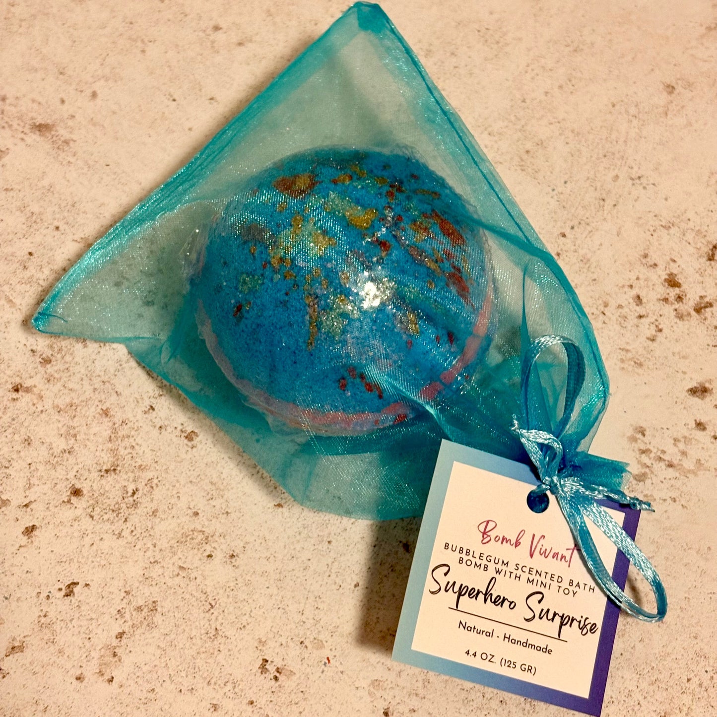 handmade natural superhero bath bomb