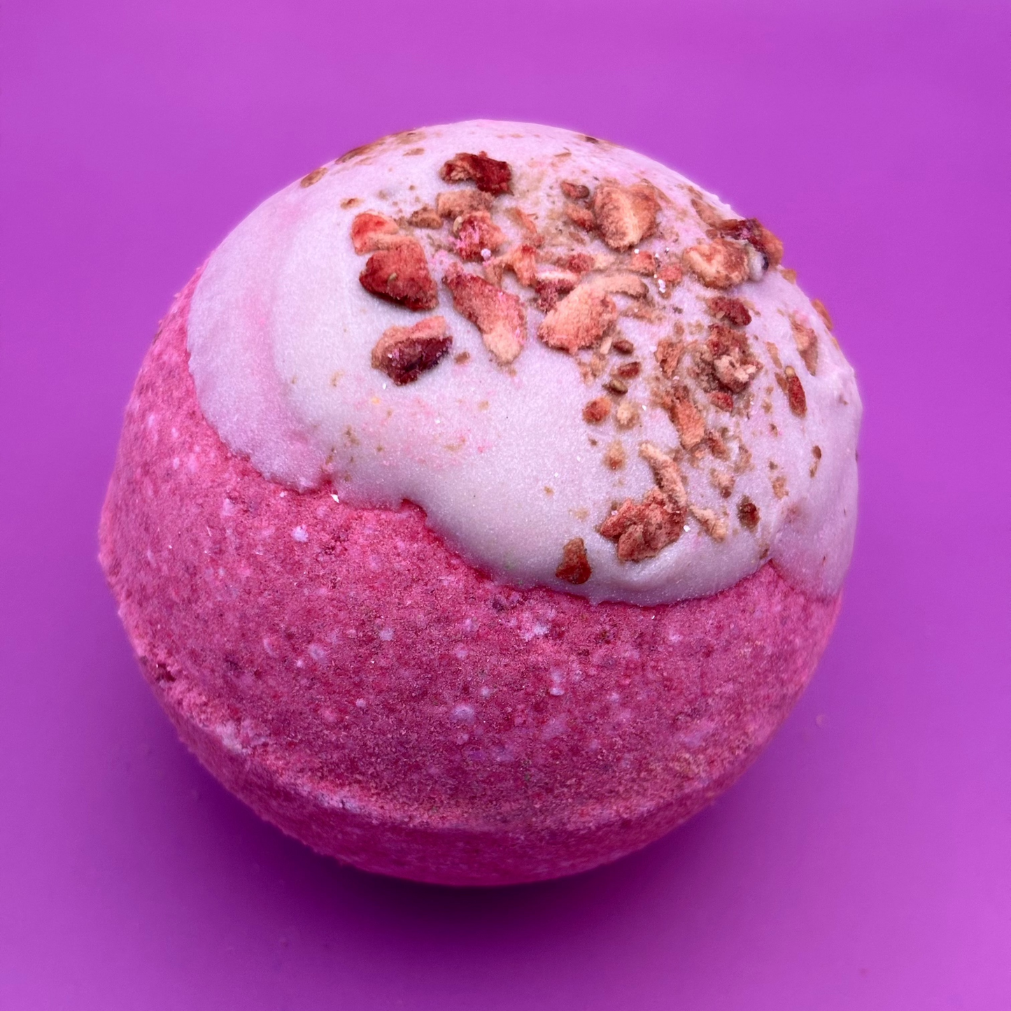 handmade natural strawberries and cream bath bomb