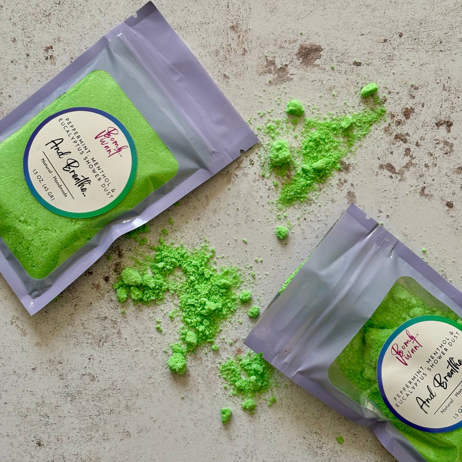 Handmade natural menthol peppermint shower steamer dust