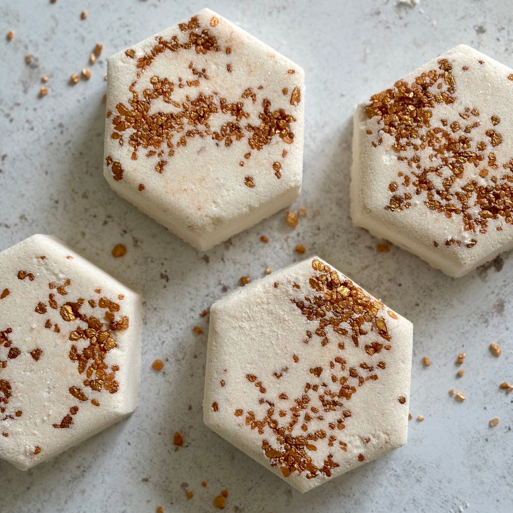 Handmade natural honey oat bath bomb hexagon