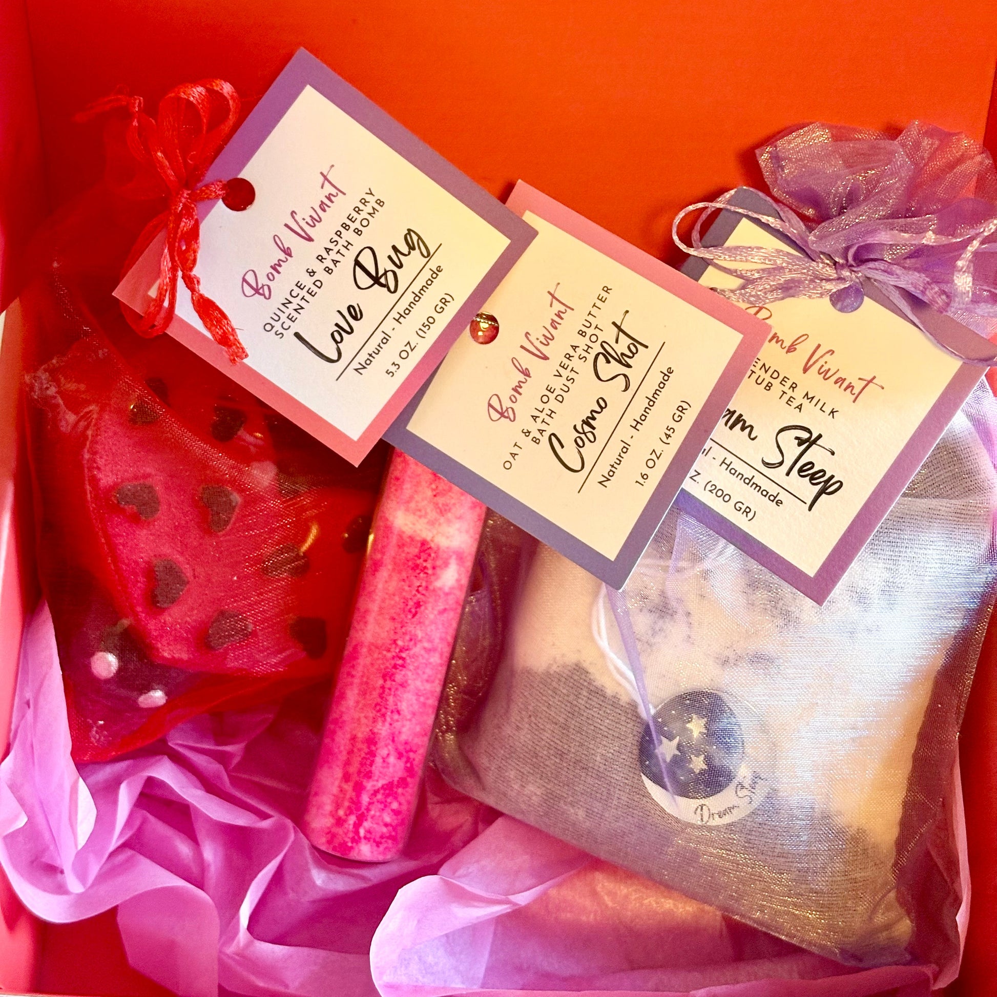 valentine's day pamper gift handmade natural bath bombs