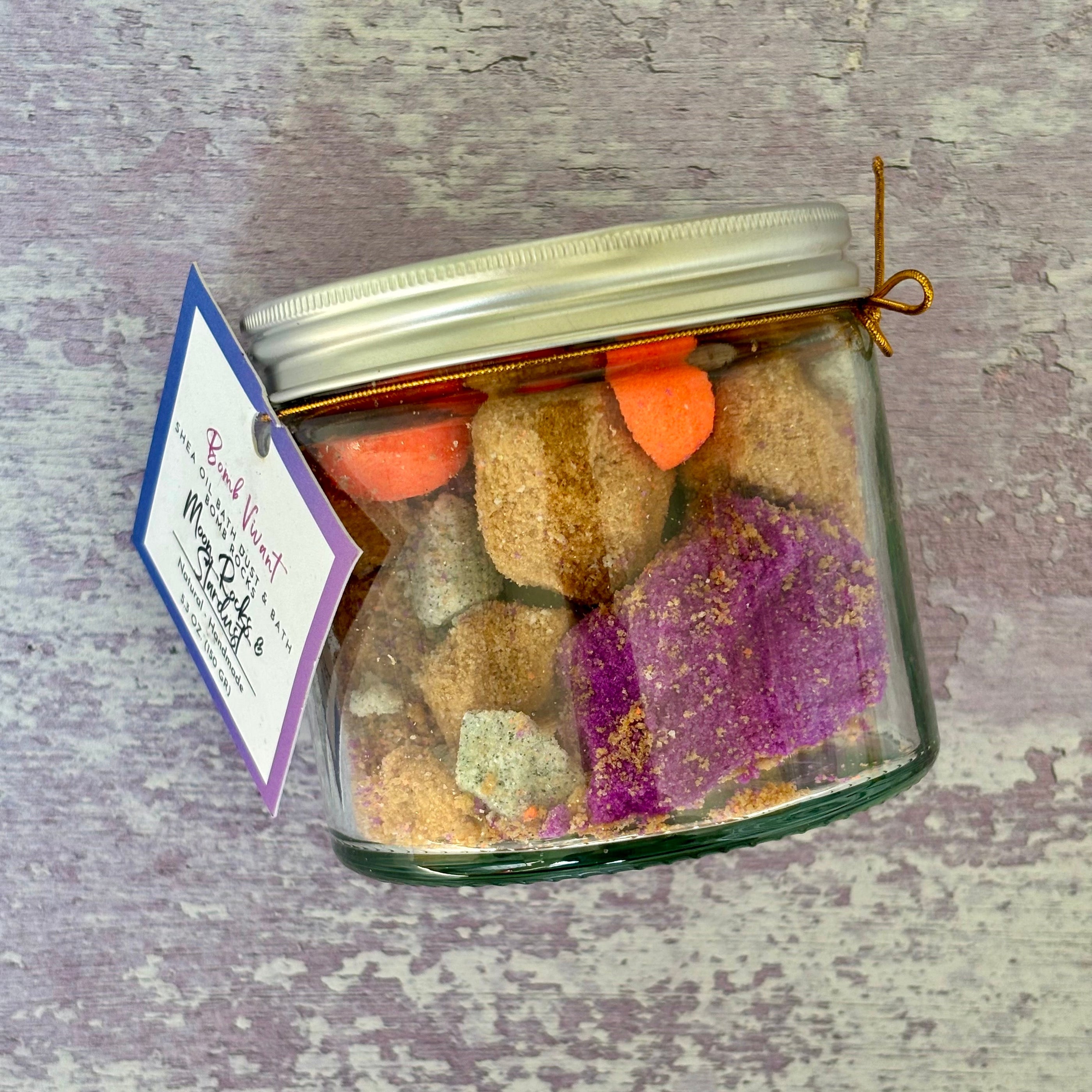 Handmade natural space themed bath bomb rocks fizz