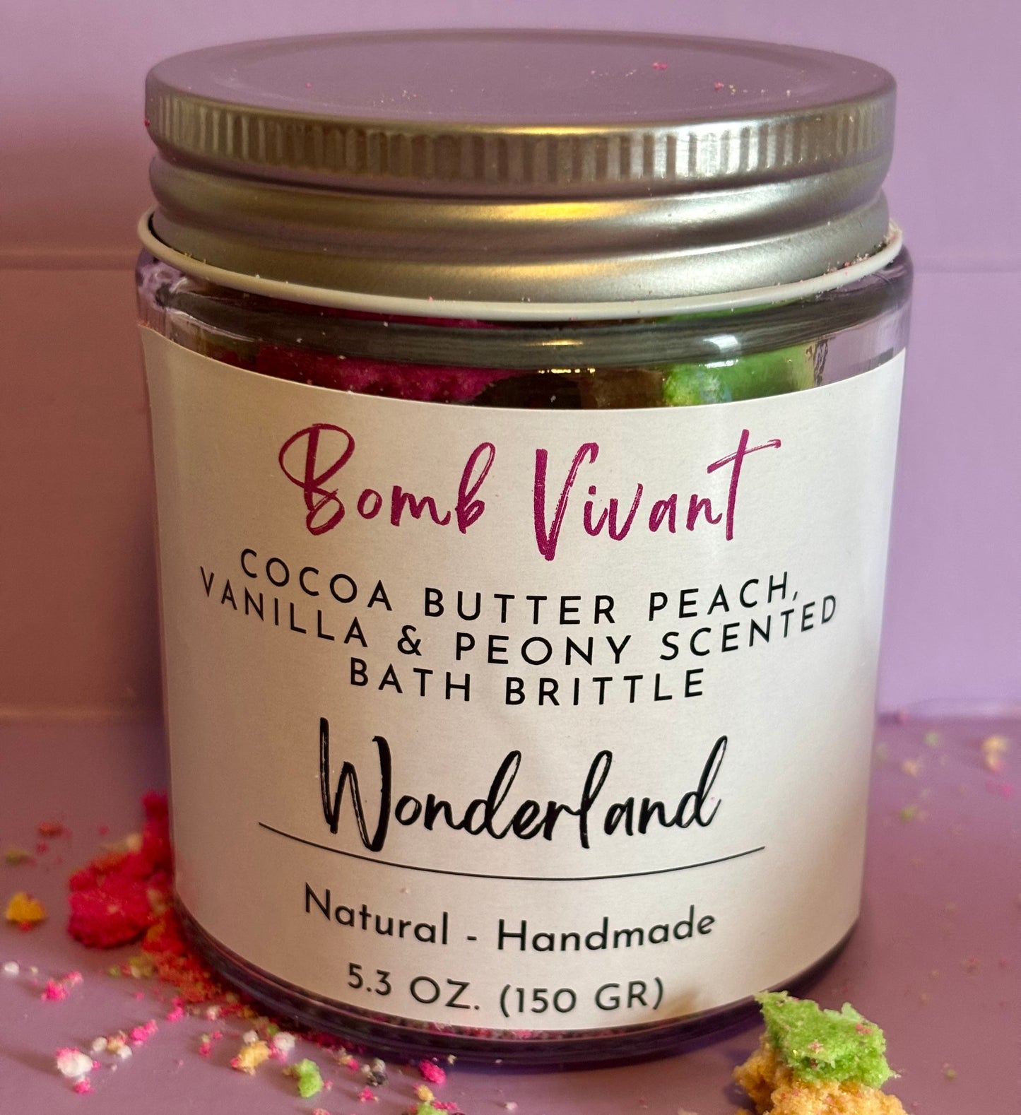 Handmade, natural bath bomb brittle
