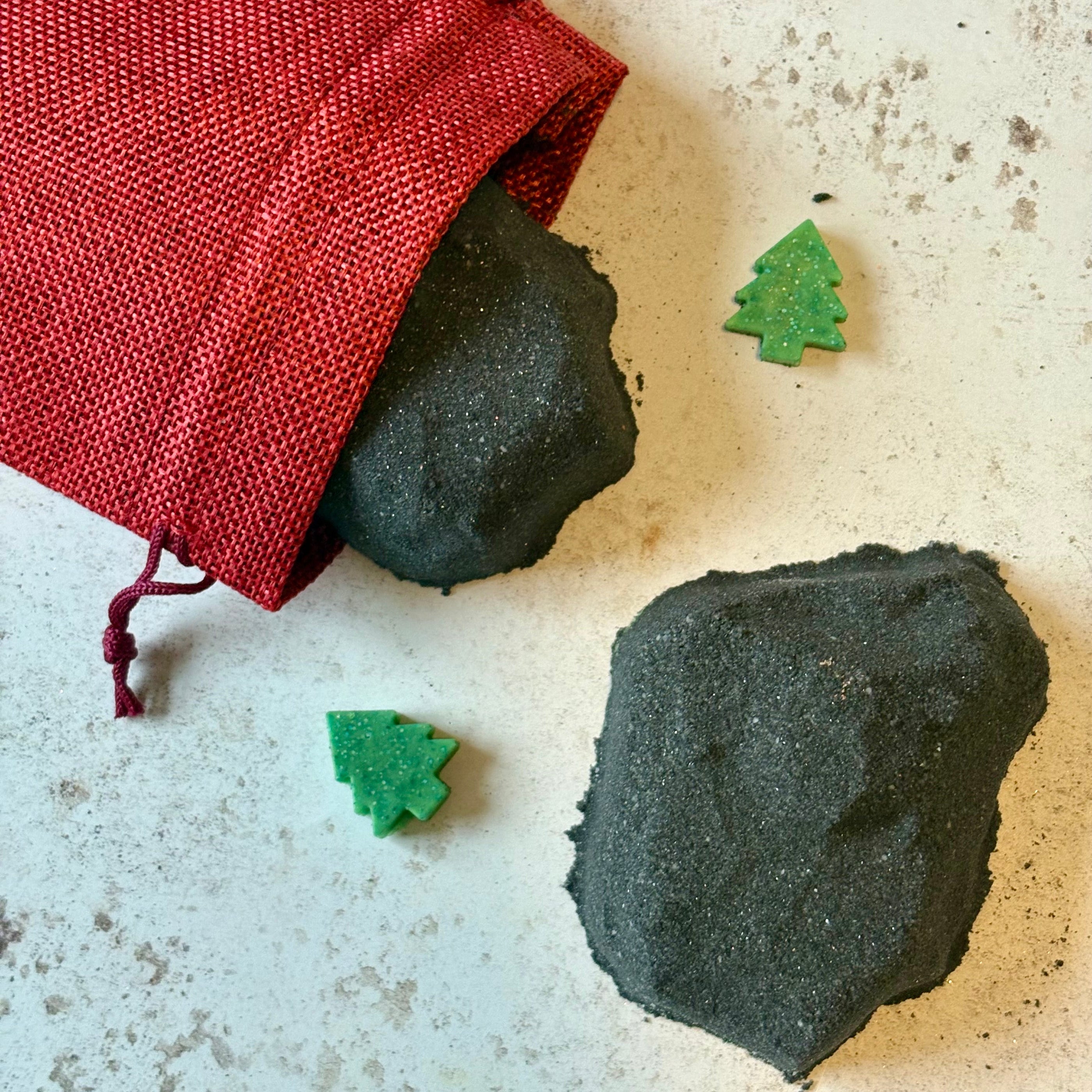 handmade natural lump of coal bath bomb Christmas stocking filler