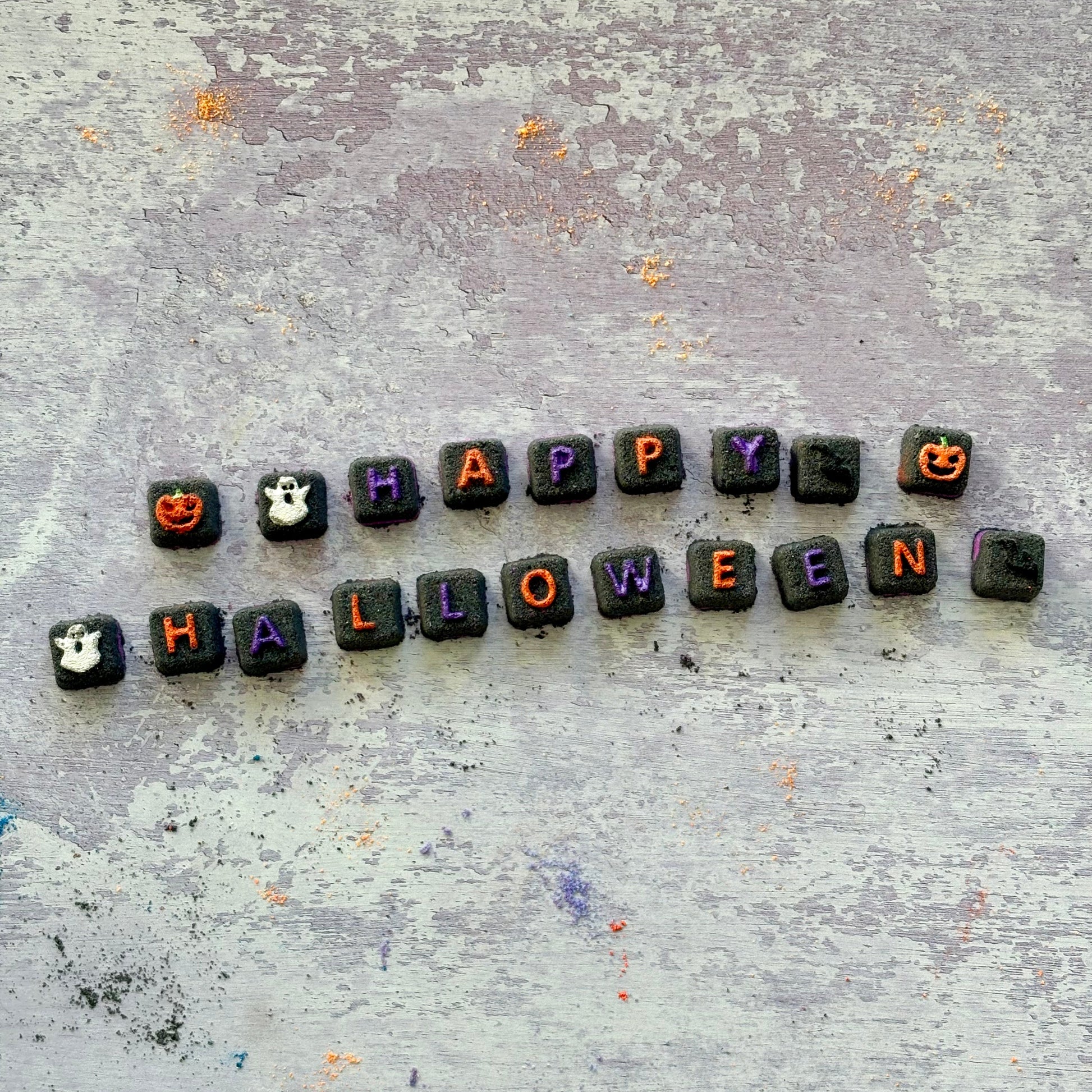 handmade natural halloween letter bath bombs