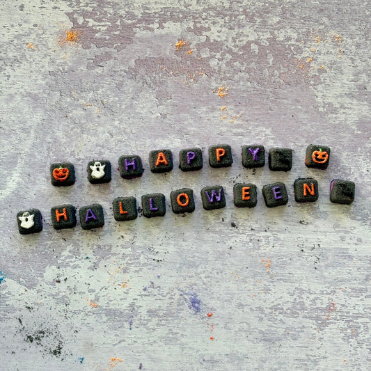 handmade natural halloween letter bath bombs