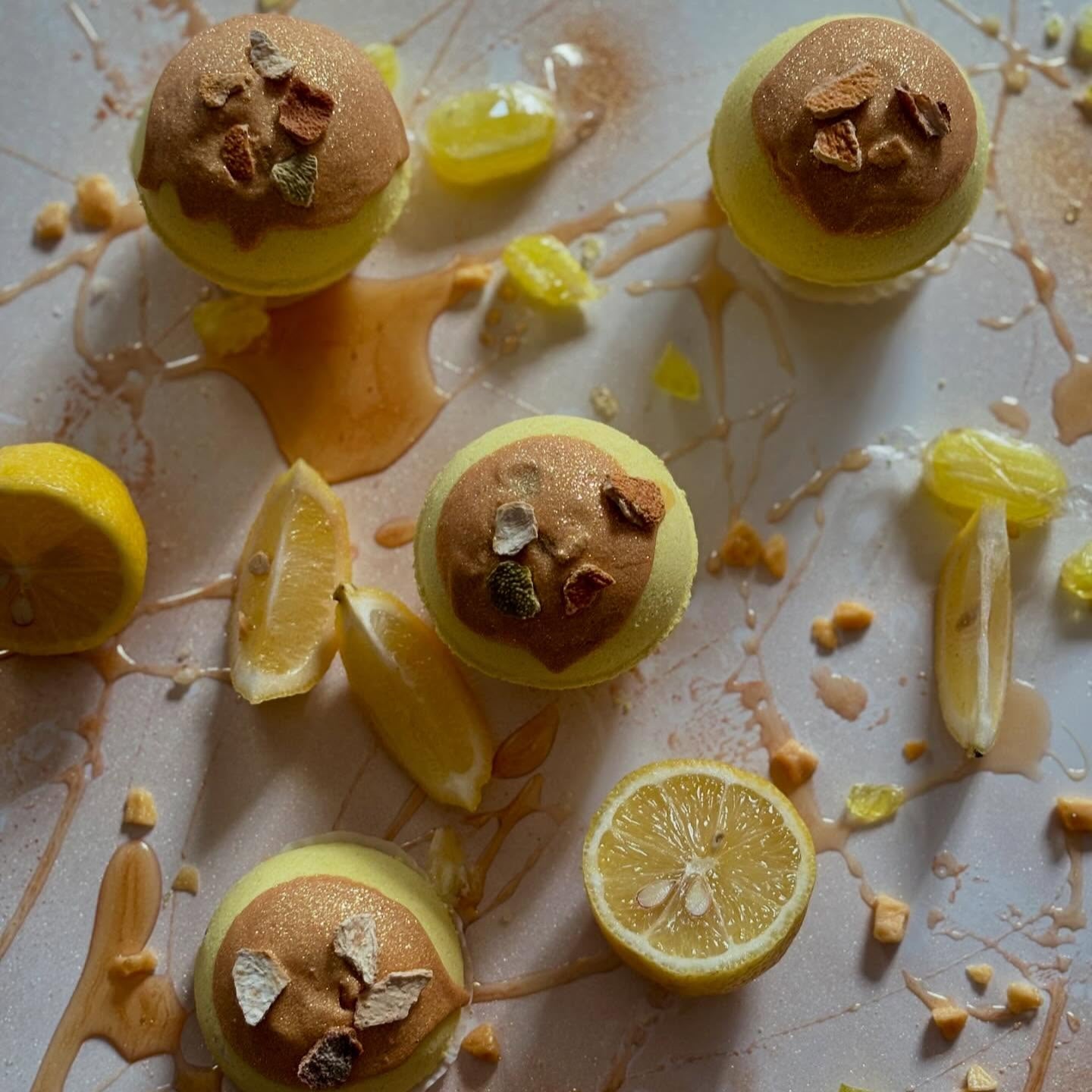 handmade natural honey lemon bath bomb