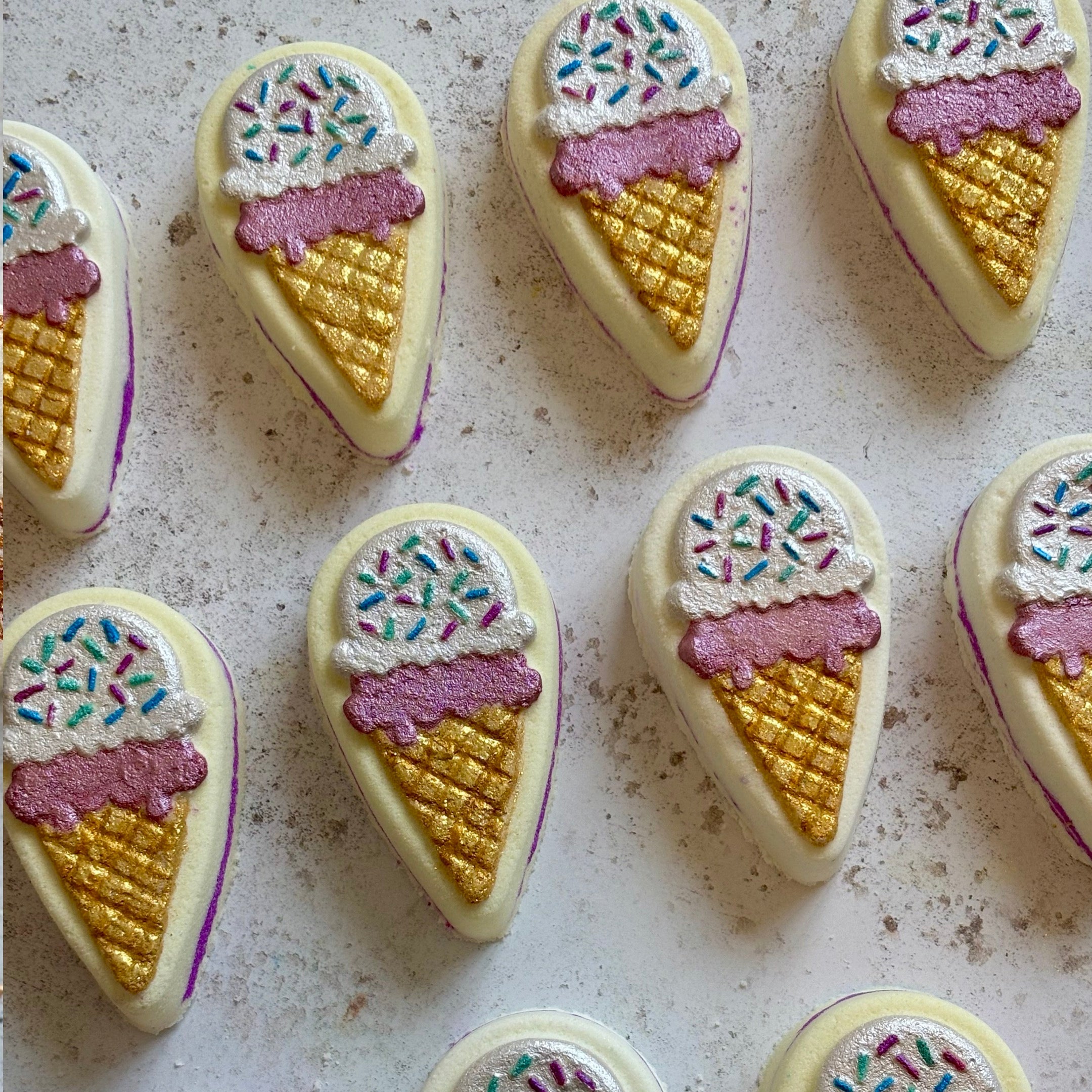 handmade natural ice cream cone bath bomb