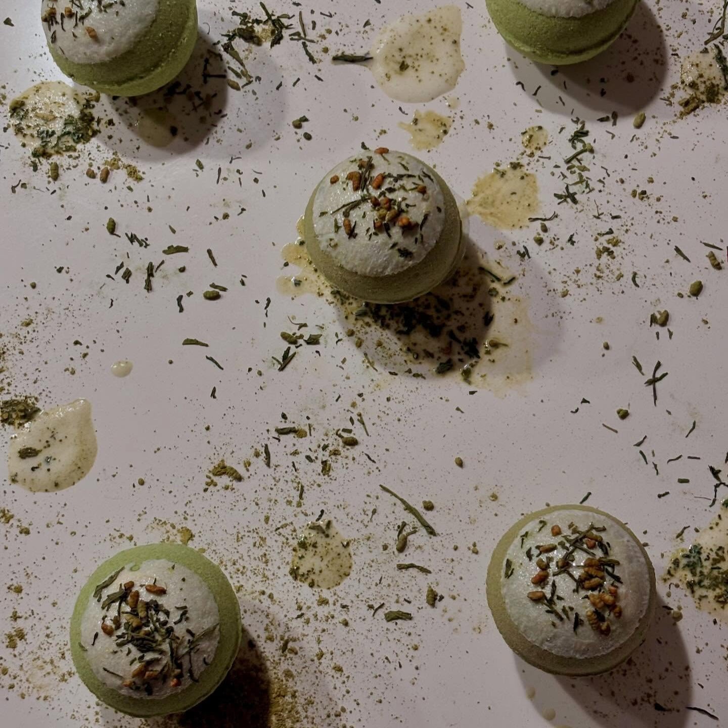 handmade natural green tea milk bath bomb