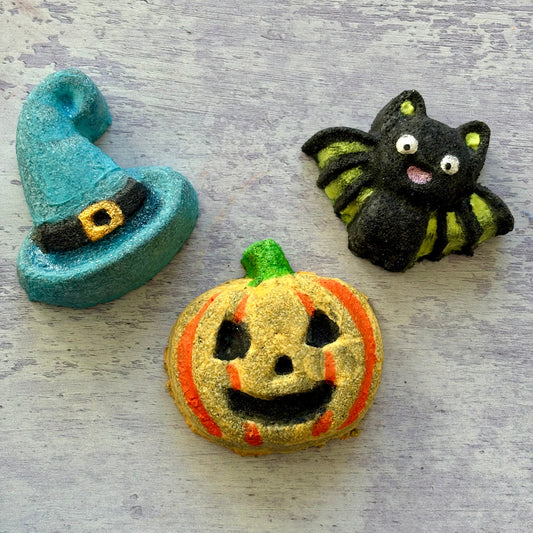 handmade natural mini halloween bath bombs