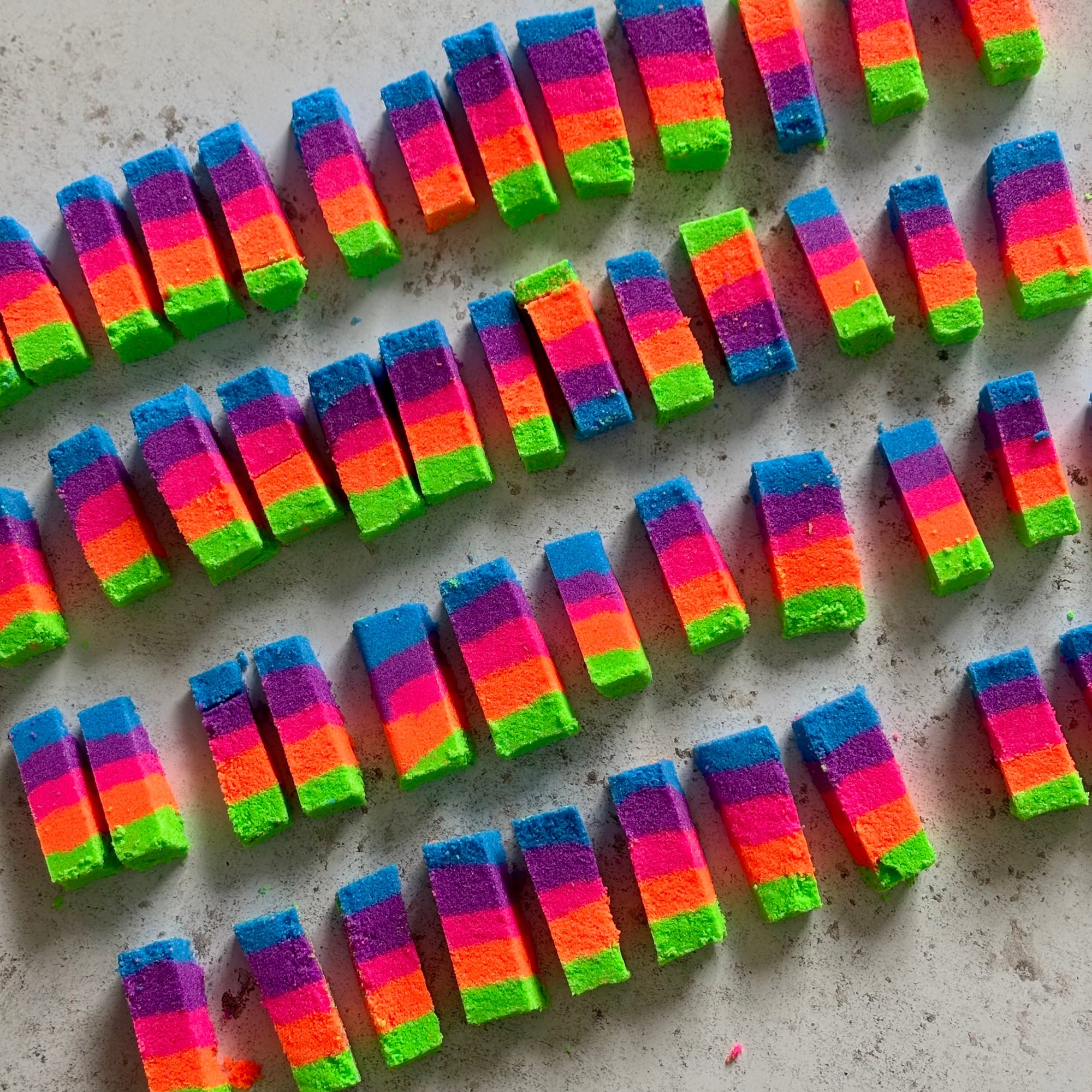 handmade natural rainbow bath bomb rocks