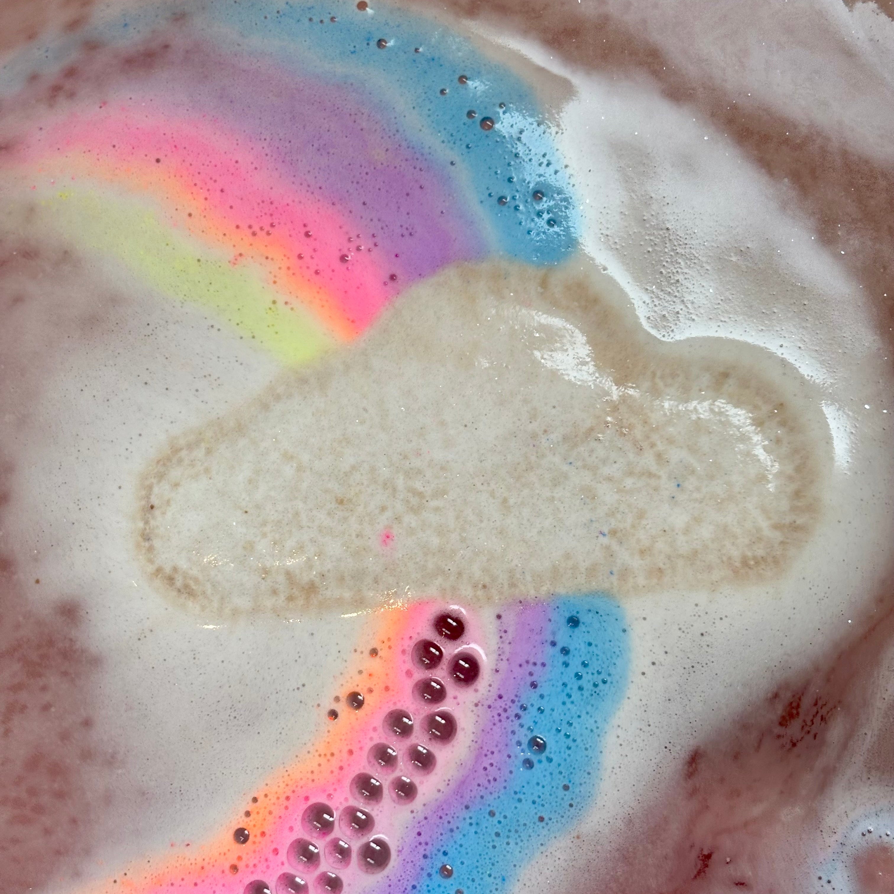 handmade nautural rainbow cloud bath bomb