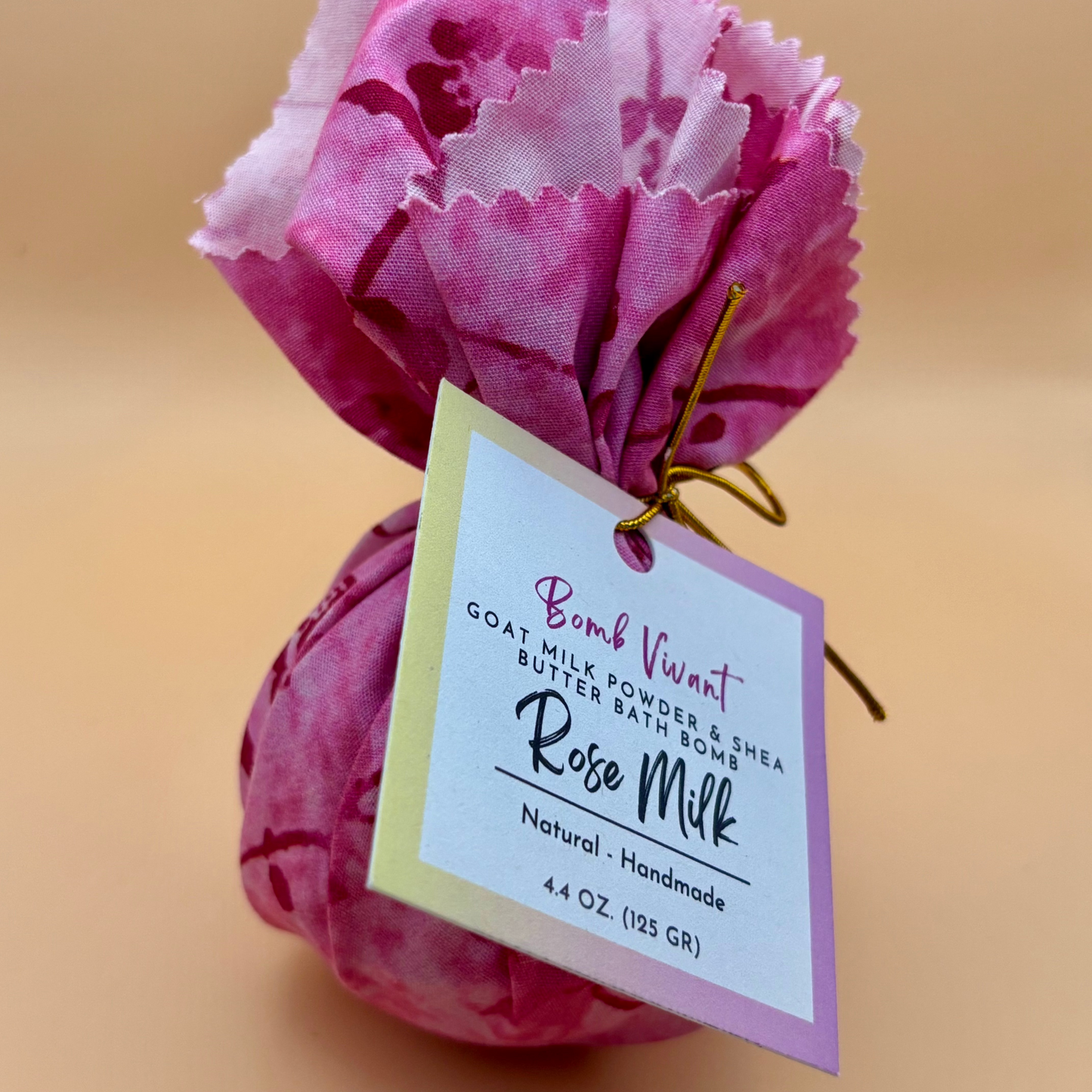 handmade natural rose milk bath bomb