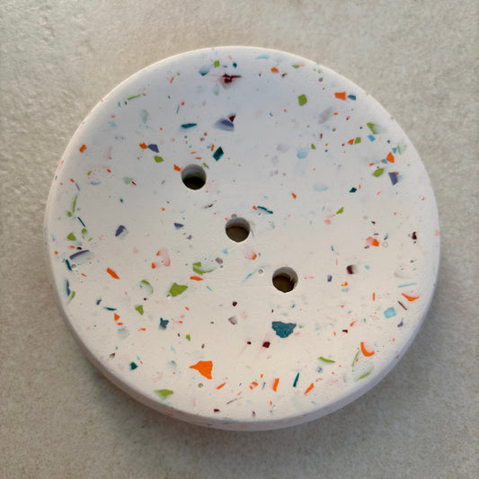Handmade jesmonite shower steamer tray and soap dish
