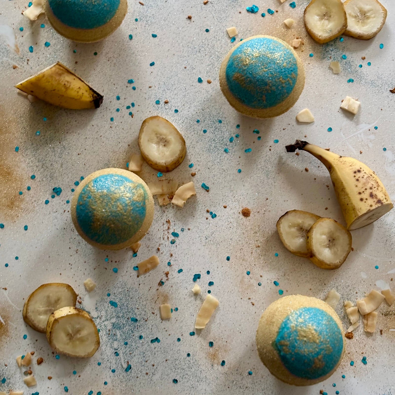 handmade natural tropical banana bath bomb