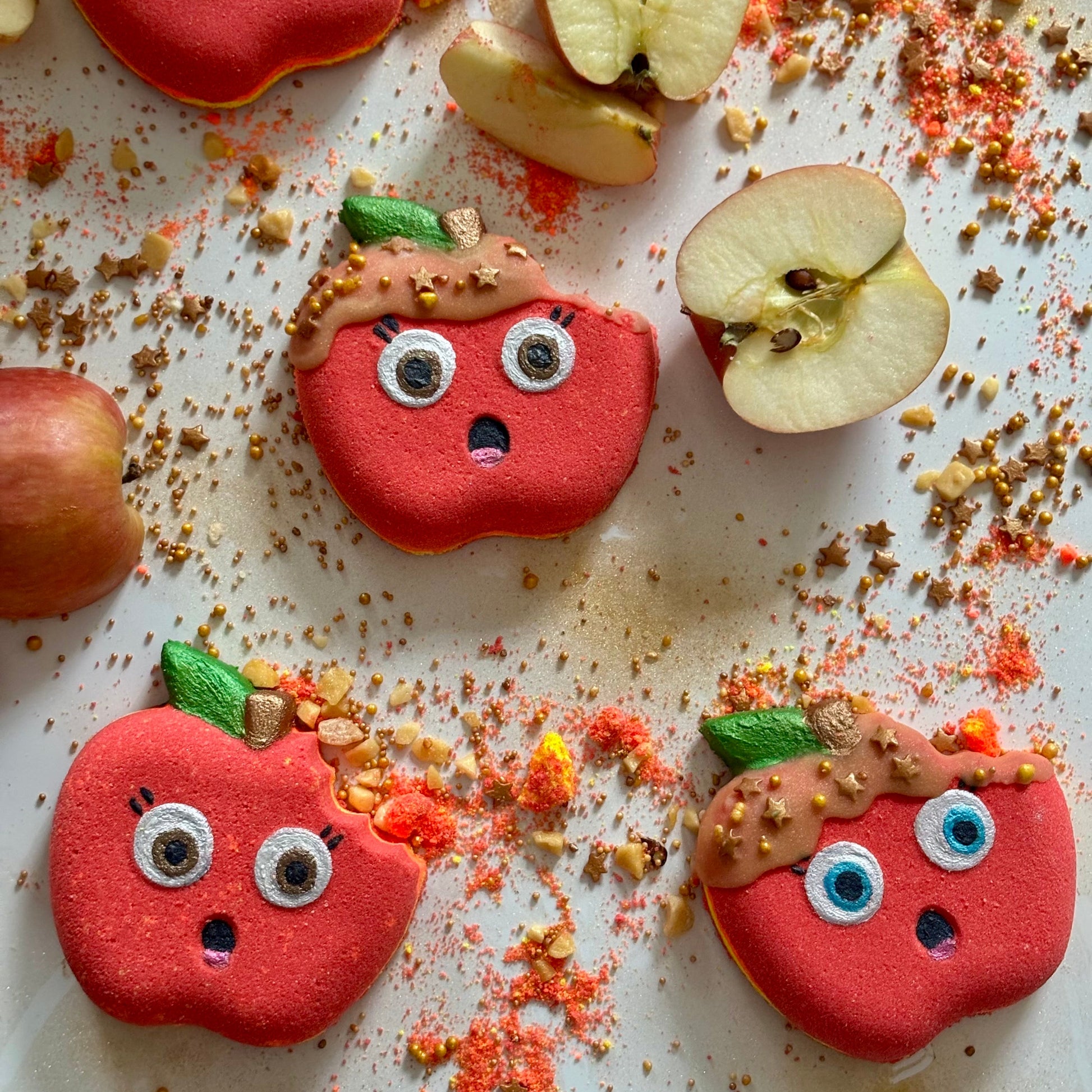 handmade, natural toffee apple bath bomb