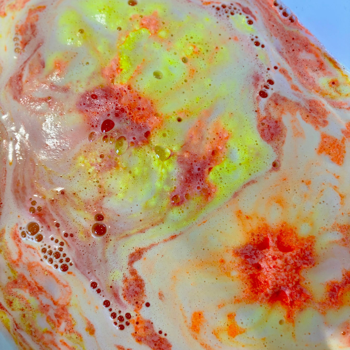 handmade, natural toffee apple bath bomb