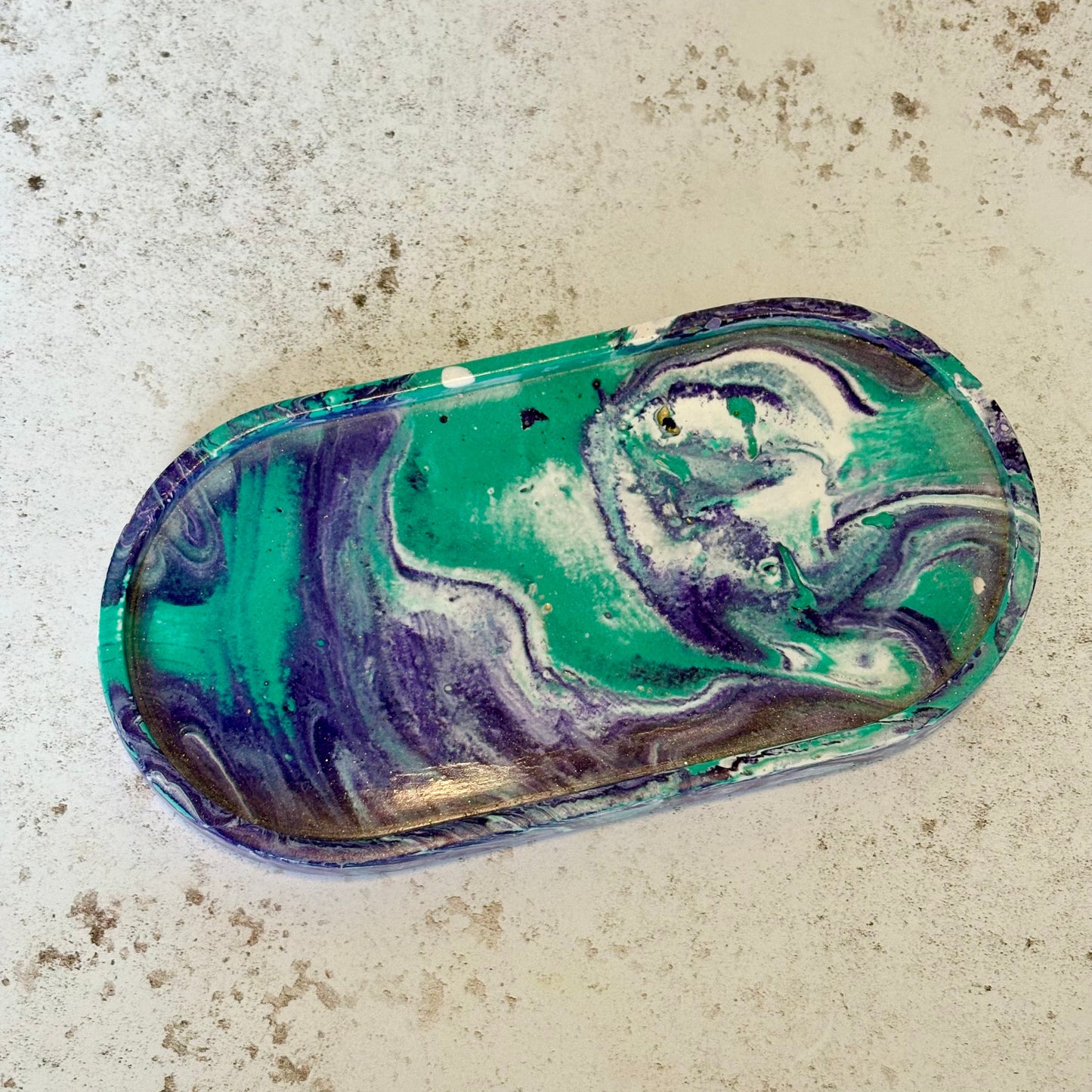 handmade jesmonite tray marbled