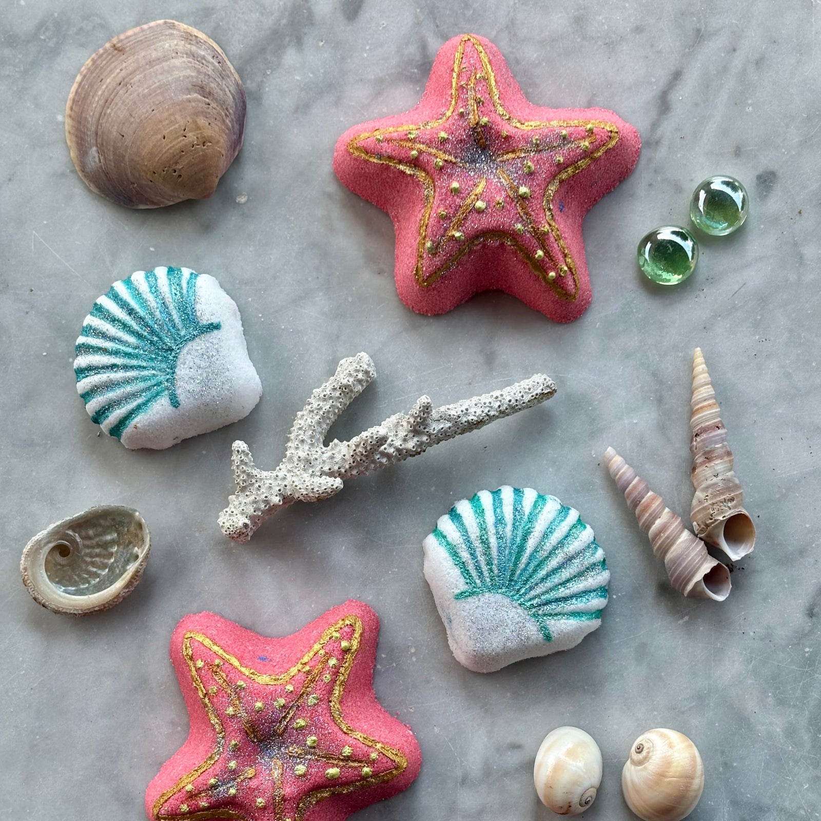 handmade, natural starfish bath bomb